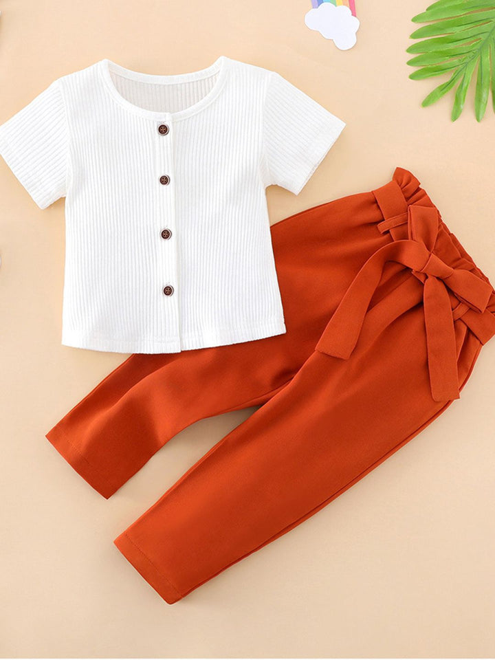 YK Girls Round Neck Top With Trousers