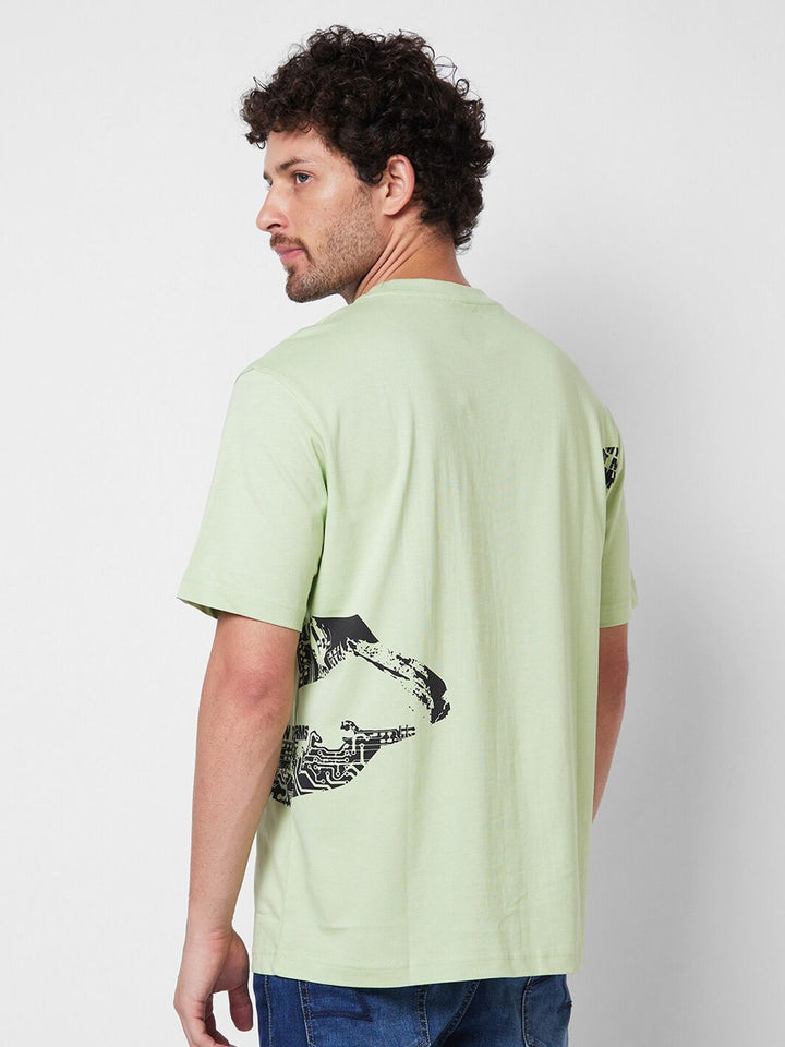 SPYKAR Graphic Printed Round Neck Relaxed Fit Cotton T-shirt