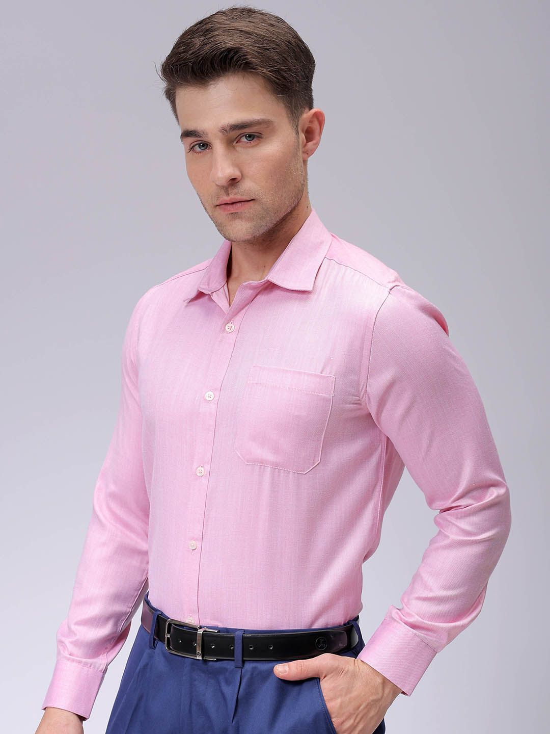 The Indian Garage Co. X Luxe Men Spread Collar Solid Slim Fit Formal Shirt