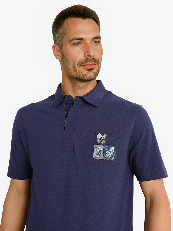 Lelaki Arnab Langka T-Shirt Kolar Polo Bercetak Floral