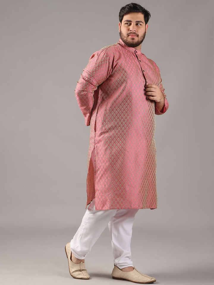 SOJANYA PLUS Plus Size Men Ethnic Motifs Woven Design Straight Kurta With Pyjamas