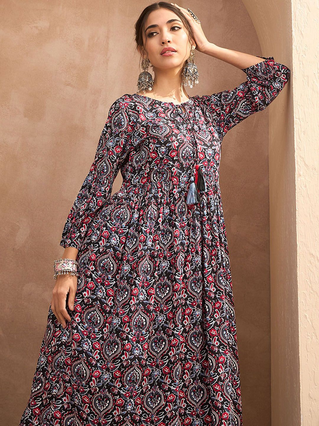 Shae by SASSAFRAS Floral Printed Anarkali Kurta with Trousers