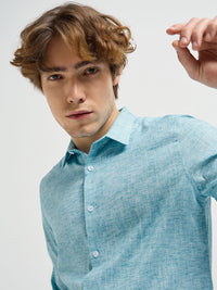 THE BEAR HOUSE Men Spread Collar Solid Casual Shirt