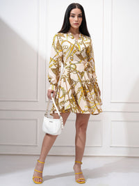 Tokyo Talkies Women Printed Satin Mini Wrap Dress