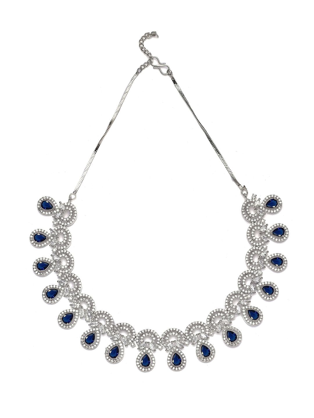 KARATCART Silver-Plated CZ-Studded Beaded Jewellery Set