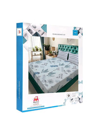 Myntra Elegant Homes Blue & Green Floral 300 TC King Double Bedsheet with 2 Pillow Covers