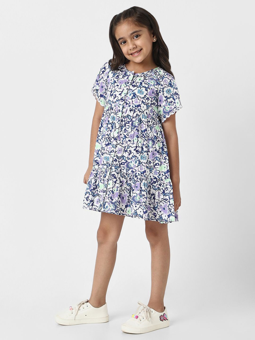 Nauti Nati Floral Print Flared Sleeve Shirt Dress