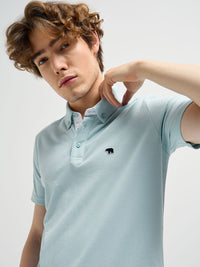 THE BEAR HOUSE Men Solid Polo Collar Pure Cotton T-shirt