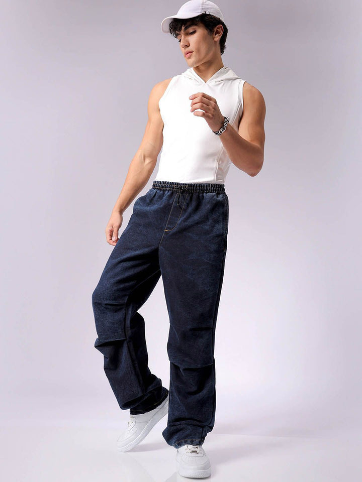 The Indian Garage Co Men Mid Rise Baggy Tapered Fit Utility Denim Jogger