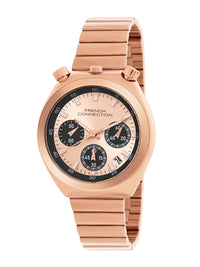 Sambungan Perancis Wanita wanita dihiasi dail & gelang keluli tahan karat gaya Tali Tentera Analog Chronograph