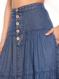 Sassafras Wanita Denim Maxi Skirt
