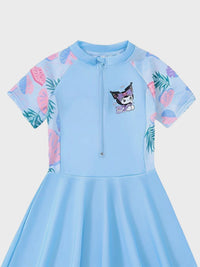 YK Girls Printed Round Neck Swim Dress