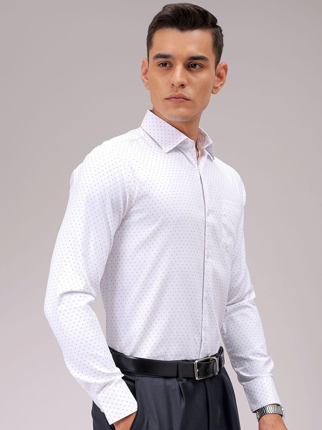 The Indian Garage Co. X Luxe Men Cutaway Collar Micro Ditsy Printed Cotton Formal Shirt