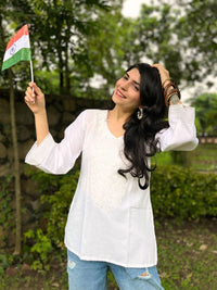 Kalini Women Rayon Embroidered Holi Special Straight Short Kurti