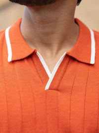 Powerlook Men Self Design Polo Collar Pure Cotton Slim Fit T-shirt