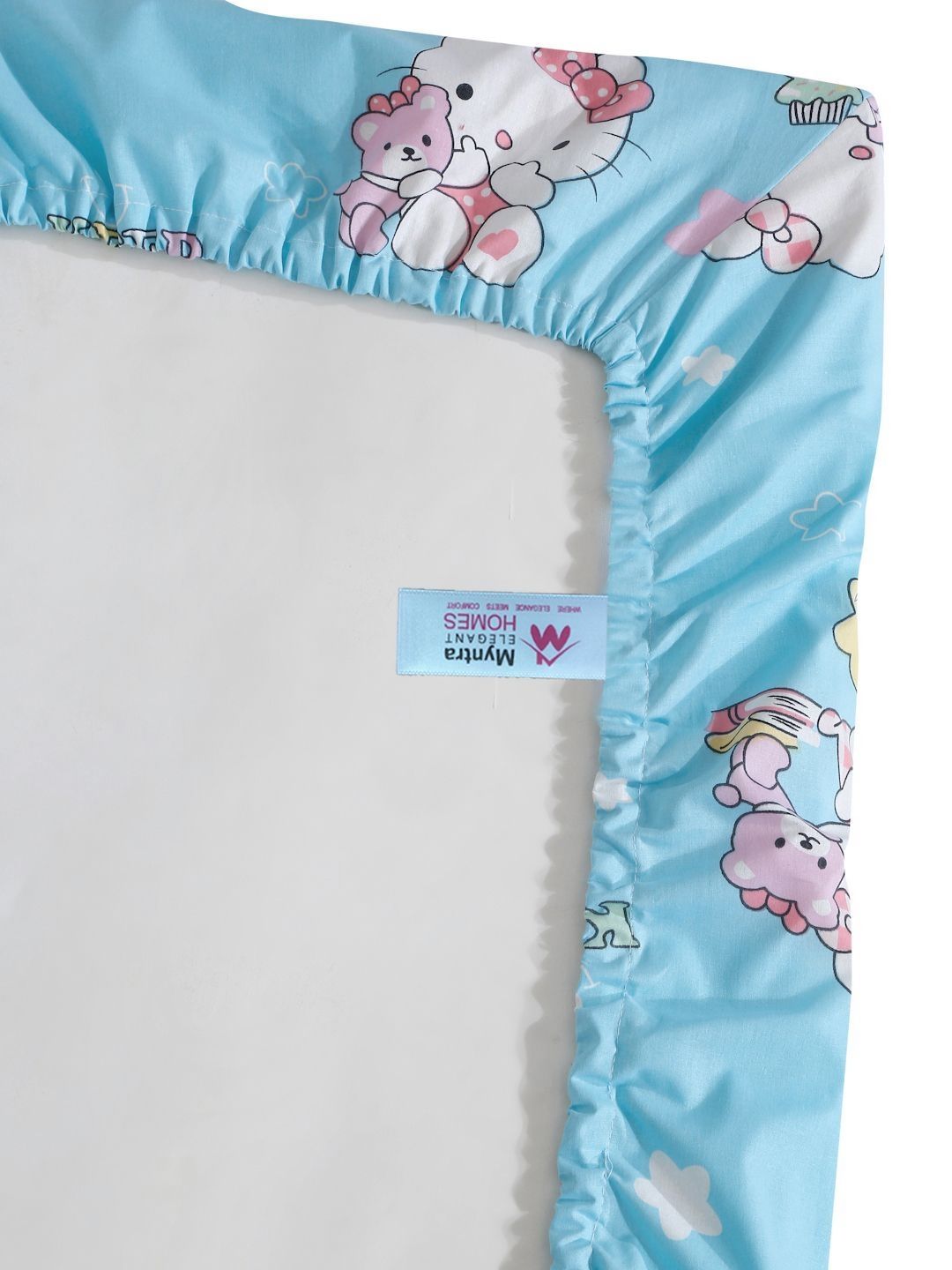Myntra Elegant Homes Biru Watak Kartun Kapas Tulen 400 TC Dilengkapi Cadar King Superfine dengan 2 Sarung Bantal-98 x 89 inci
