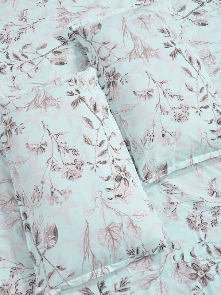 Myntra Elegant Homes Green Floral Printed Dilengkapi 400 TC King Bedsheet Dengan 2 Sarung Bantal