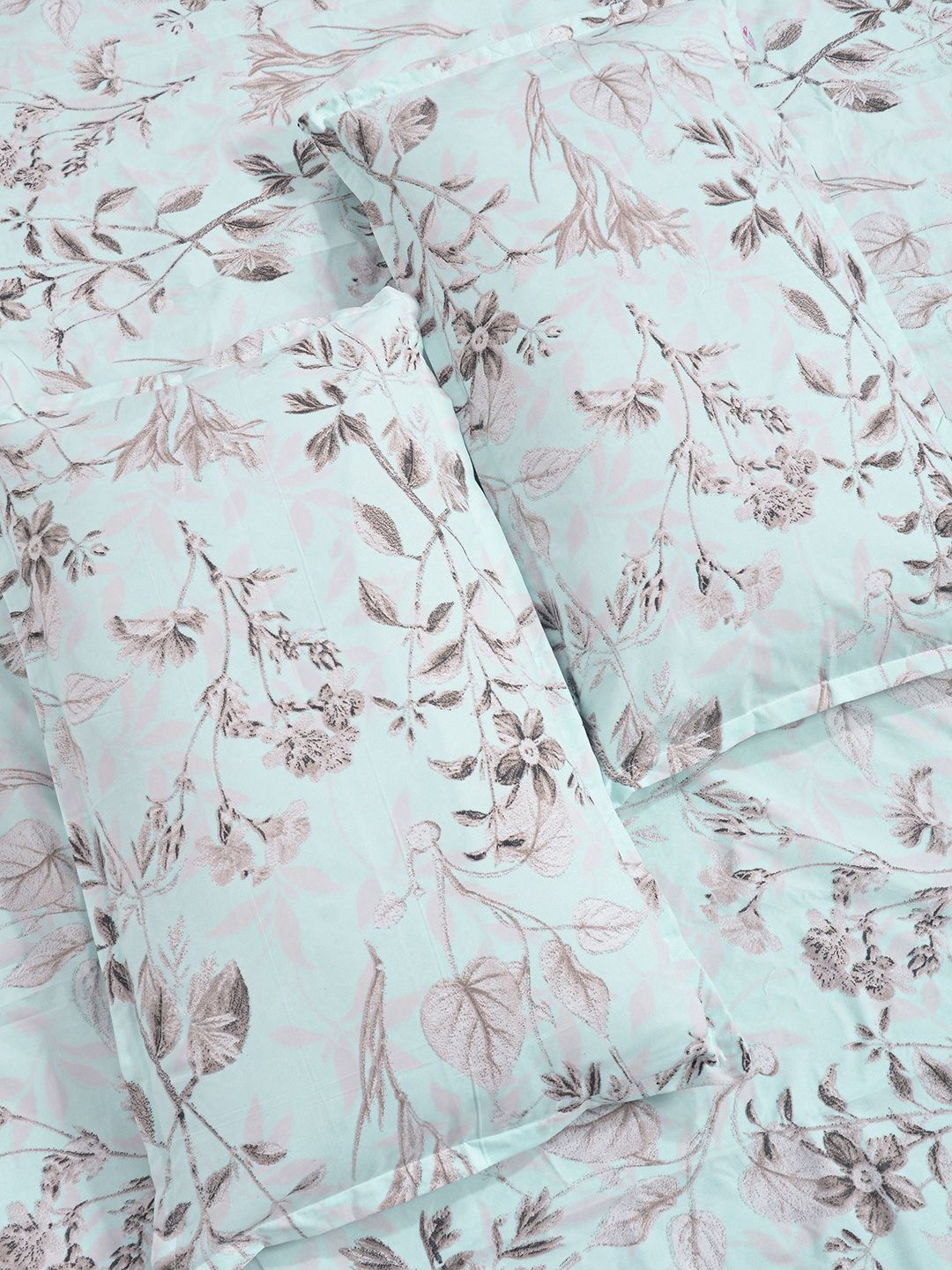 Myntra Elegant Homes Green Floral Printed Dilengkapi 400 TC King Bedsheet Dengan 2 Sarung Bantal