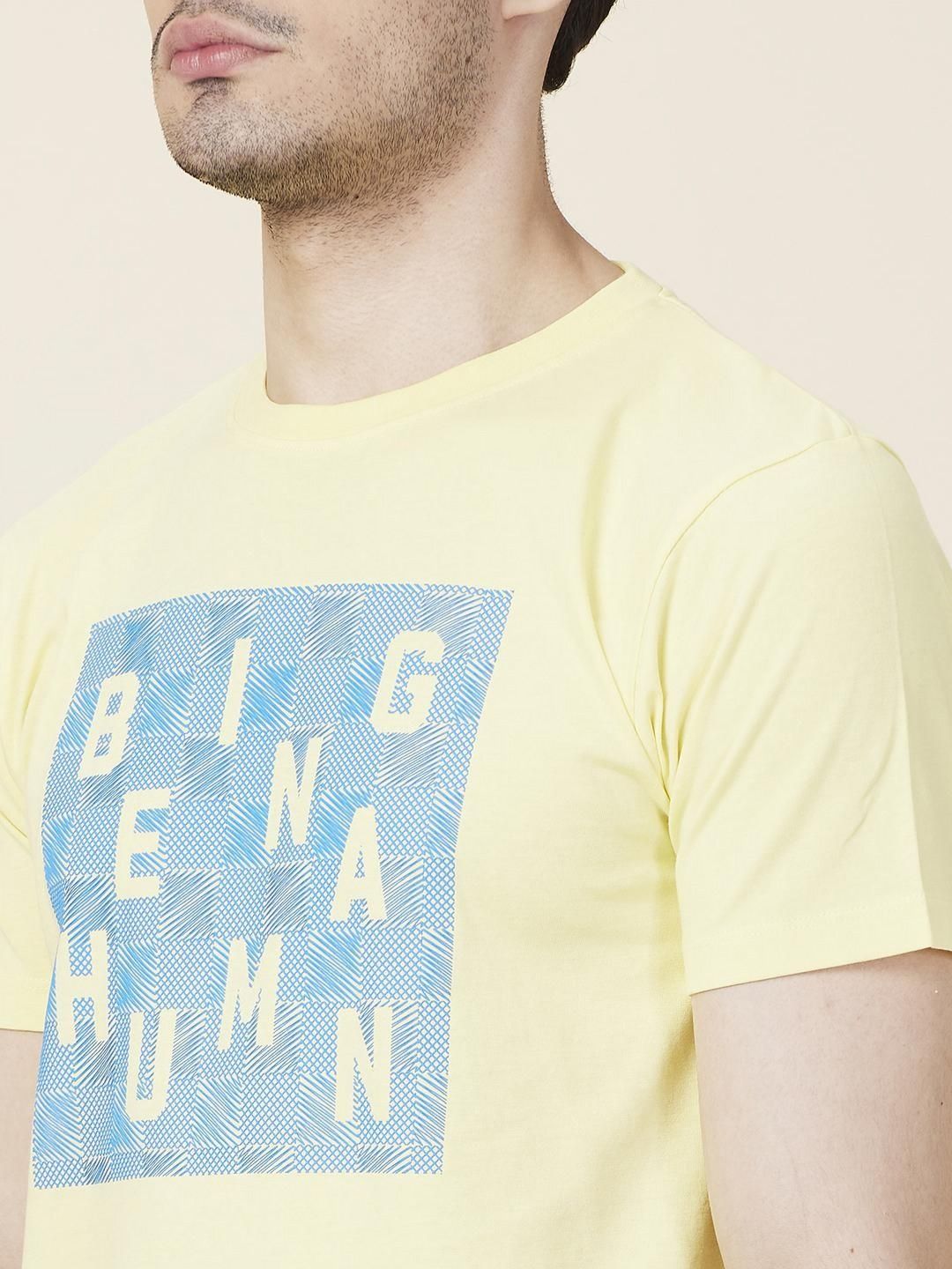 Being Human Men Typography Printed Round Neck Cotton Slim Fit T-shirt
