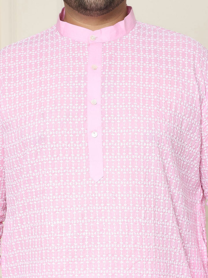 SOJANYA PLUS Floral Embroidered Thread Work Pure Cotton Straight Kurta with Pyjamas