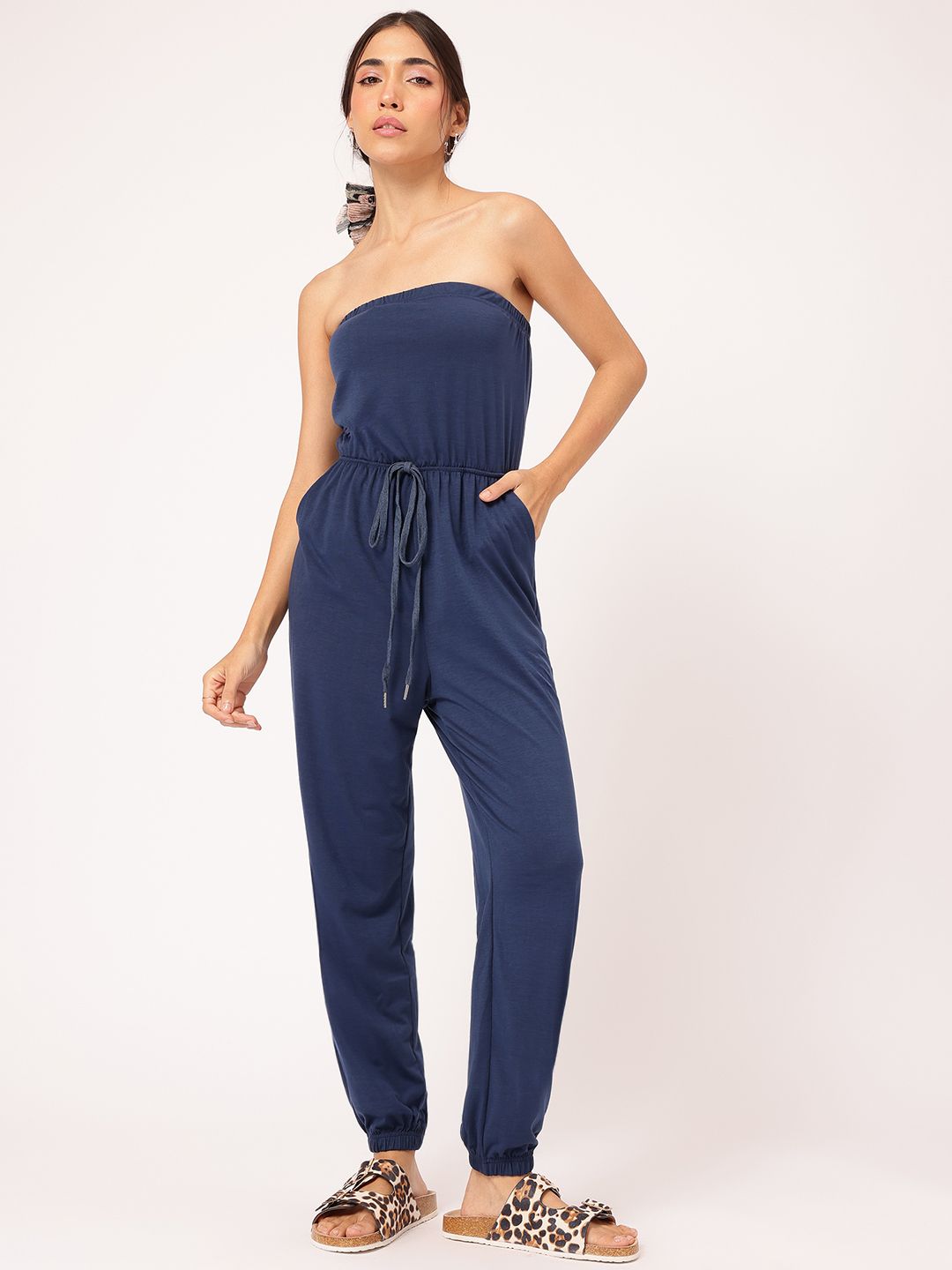 DressBerry Strapless Chic Vibes Waist Tie-Up Bandeau Jumpsuit