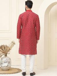 SOJANYA Geometric Embroidered Regular Thread Work Cotton Silk Kurta With Pyjama