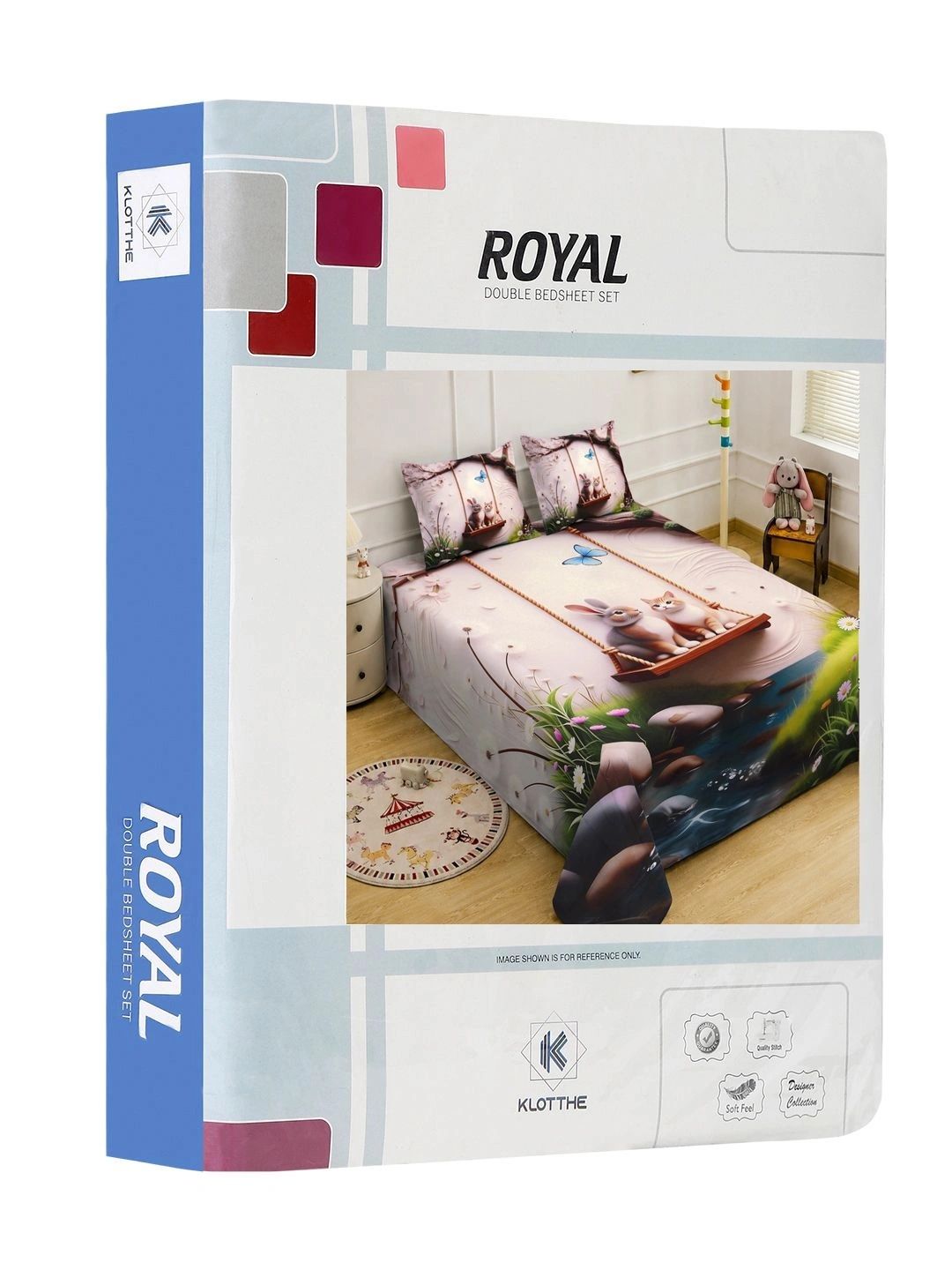 KLOTTHE White & Pink 400 TC King Bedsheet with 2 Pillow Covers