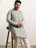 SOJANYA PLUS Men Ethnic Motifs Embroidered Regular Thread Work Kurta with Trousers