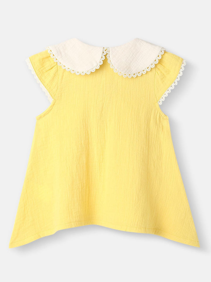 Nauti Nati Girls Girls Embroidery Detail Peter Pan Collar Cotton Top and Shorts Set