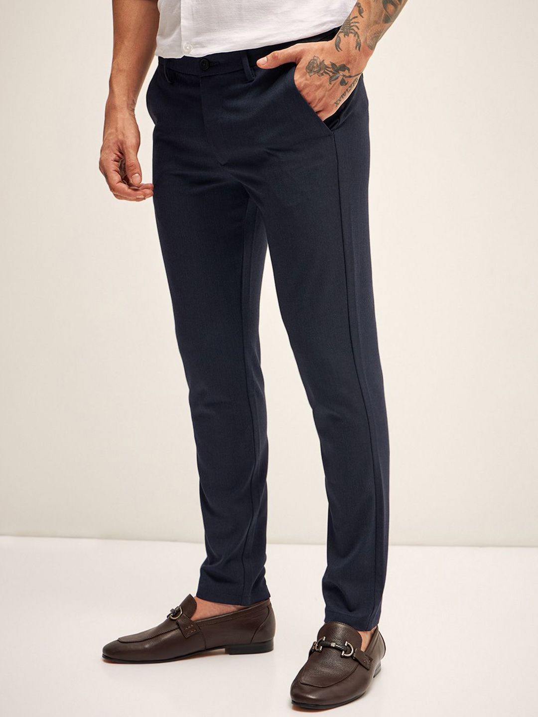 THE BEAR HOUSE Men Slim Fit Chinos Trousers