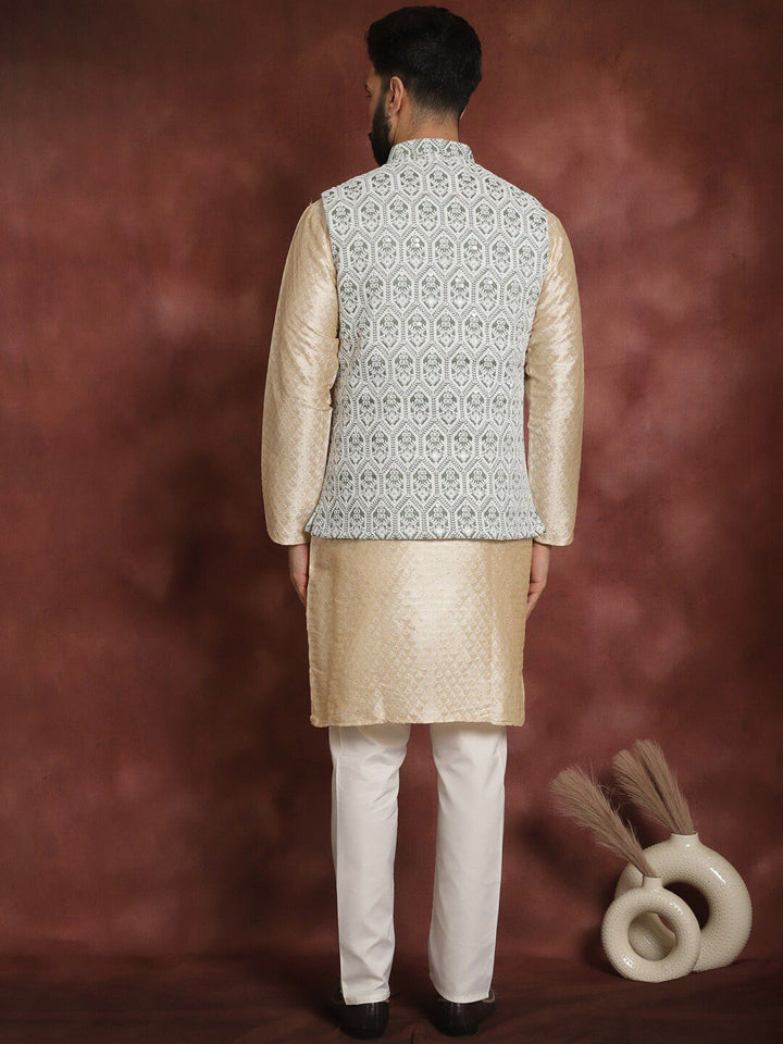 Anouk Ethnic motifs  Woven Design Mandarin Collar Long Sleeves Kurta Set