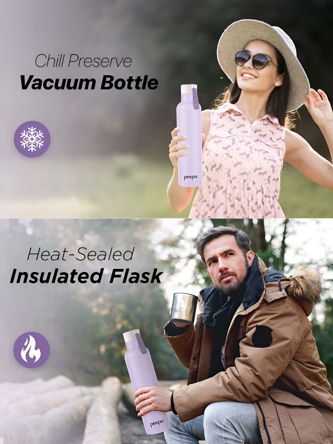 Pexpo Oslo Orchid Purple ISI Certified Thermosteel Hot and Cold Flask Water Bottle 1000ml