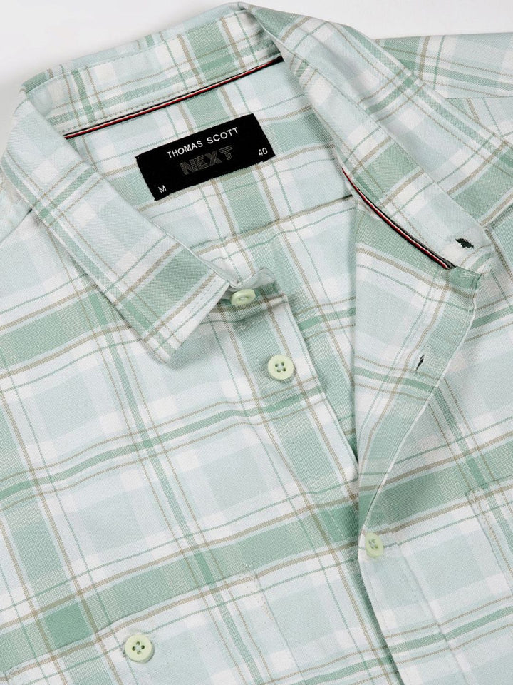Thomas Scott Men Classic Fit Tartan Checked Cotton Slim Fit Casual Shirt