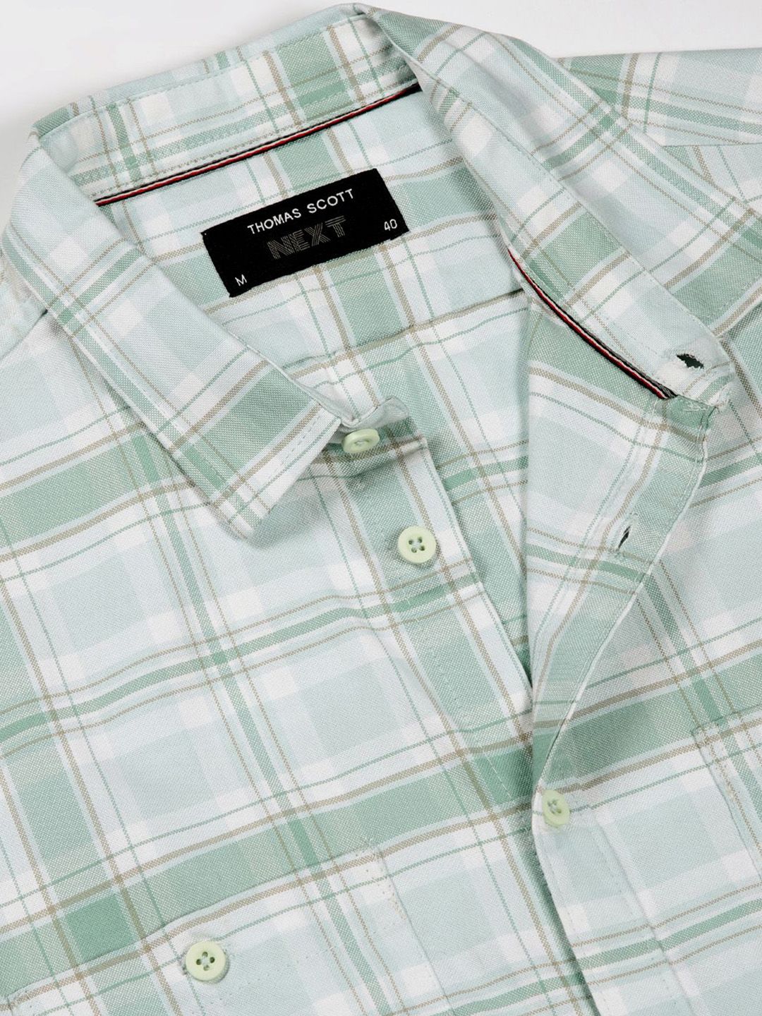 Thomas Scott Men Classic Fit Tartan Checked Cotton Slim Fit Casual Shirt