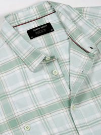 Thomas Scott Men Classic Fit Tartan Checked Cotton Slim Fit Casual Shirt