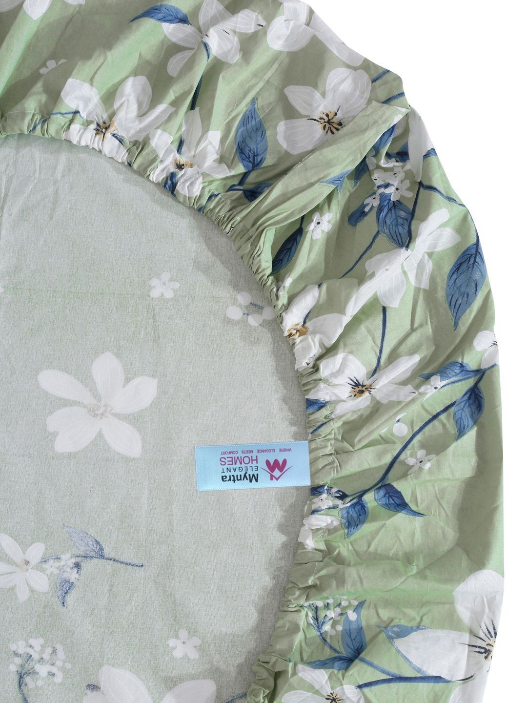 Myntra Elegant Homes Sea Green & White Floral 400 TC Cadar Tempat Tidur Single dengan 1 Sarung Bantal