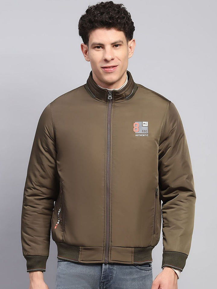 Monte Carlo Men Mock Collar Solid Casual Bomber Jacket
