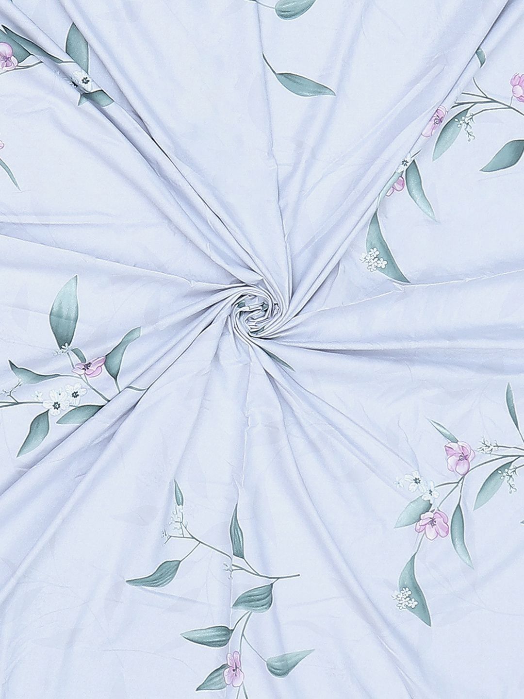 Monte Carlo Edmond Blue & Green Floral Printed 144 TC King Bedsheet Set 2.70 m x 2.70 m