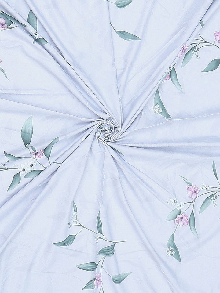 Monte Carlo Edmond Blue & Green Floral Printed 144 TC King Bedsheet Set 2.70 m x 2.70 m
