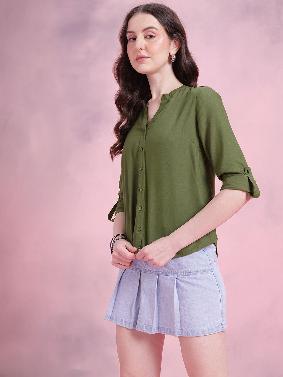 DressBerry Band Collar Shirt