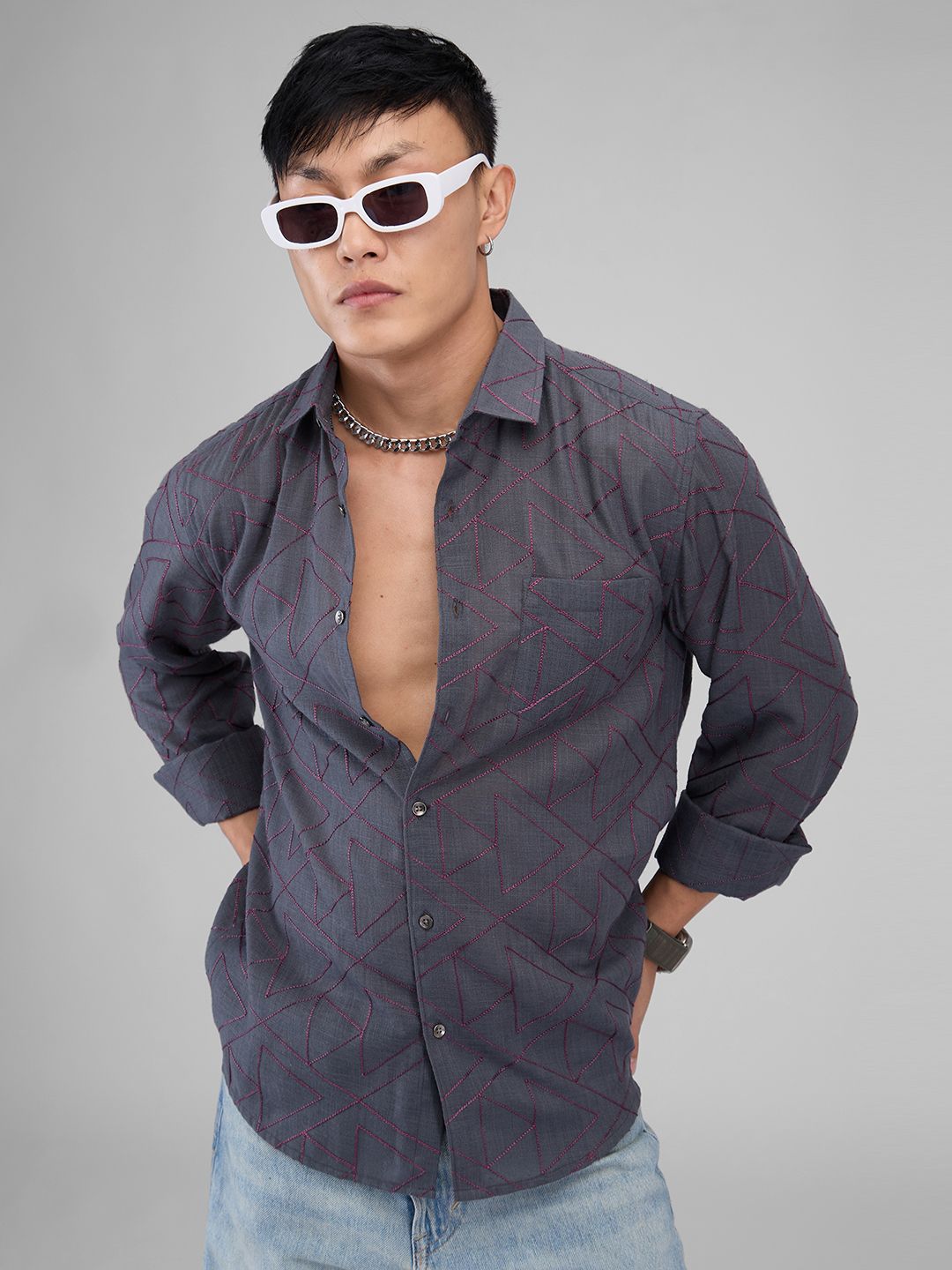 VASTRADO Men Classic Spread Collar Abstract Printed Cotton Casual Shirt