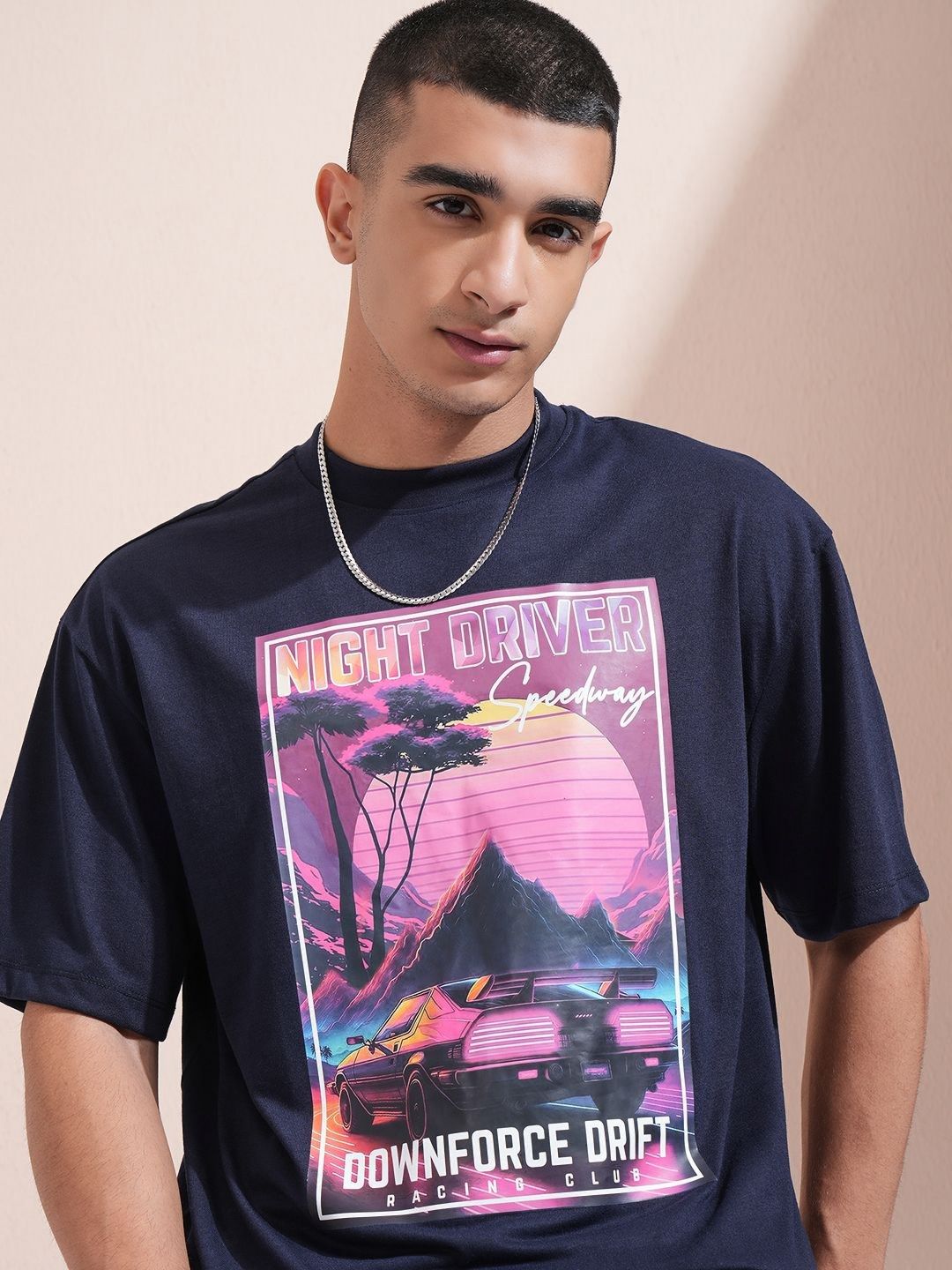 HIGHLANDER Men Graphic Printed Round Neck Oversized T-shirt