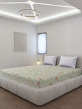 Monte Carlo Edmond Green & Pink Floral Printed 144 TC King Bedsheet Set 2.70 m x 2.70 m