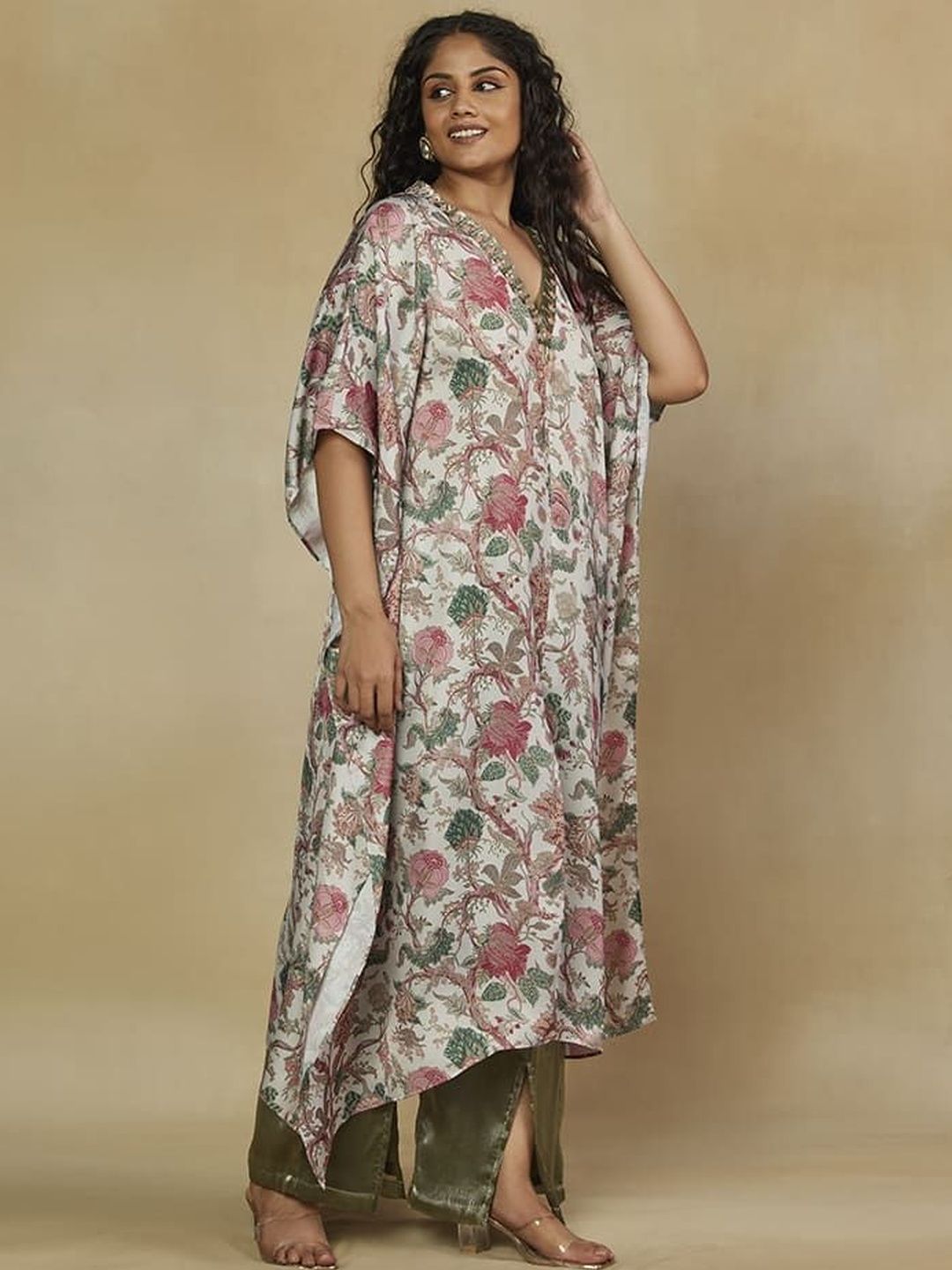 Set Co-Ords Kaftan & Seluar Bercetak Mamicha