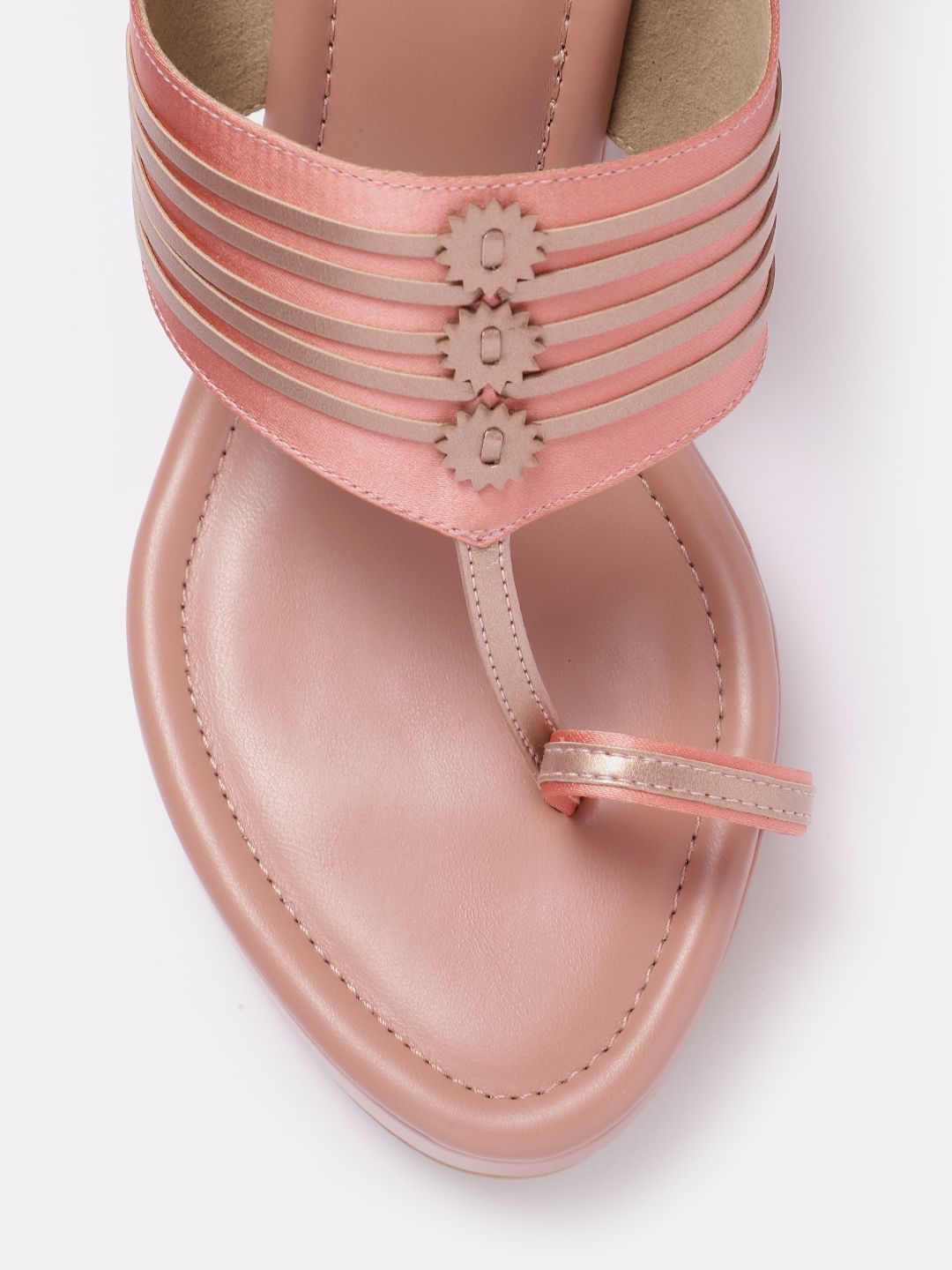 House of Pataudi Open Toe Striped Slim Heels