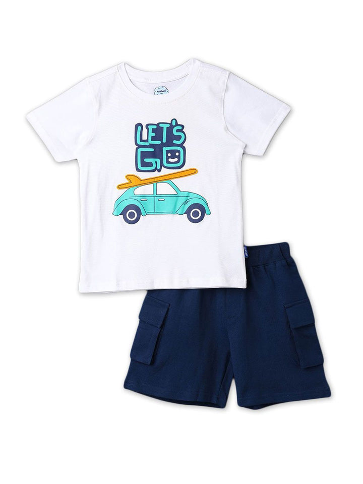 Nauti Nati Boys Printed Pure Cotton T-shirt With Shorts