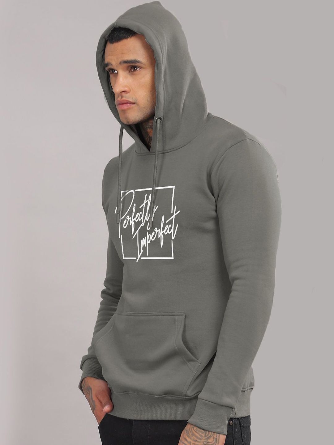 ADRO Men Printed Hooded Sweatshirt Lengan Panjang
