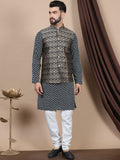Anouk Ethnic Motifs Embroidered Pure Cotton Straight Kurta With Churidar & Nehru Jacket