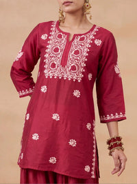House of Chikankari Women Ethnic Motifs Embroidered Regular Chikankari Kurta with Patiala