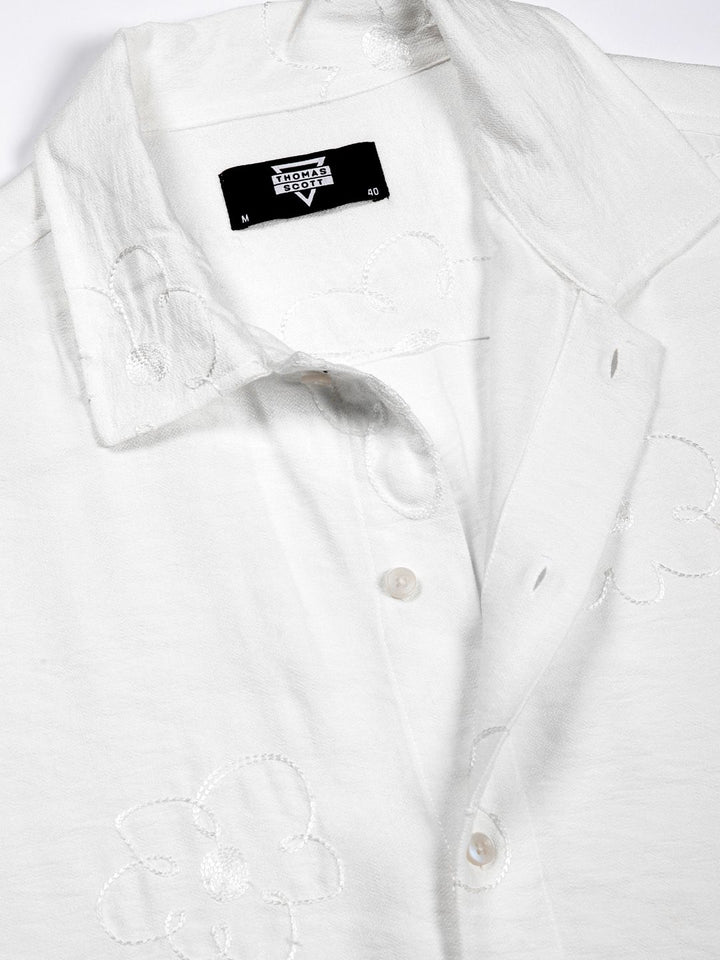 Thomas Scott Men Embroidered Regular Fit Casual Shirt